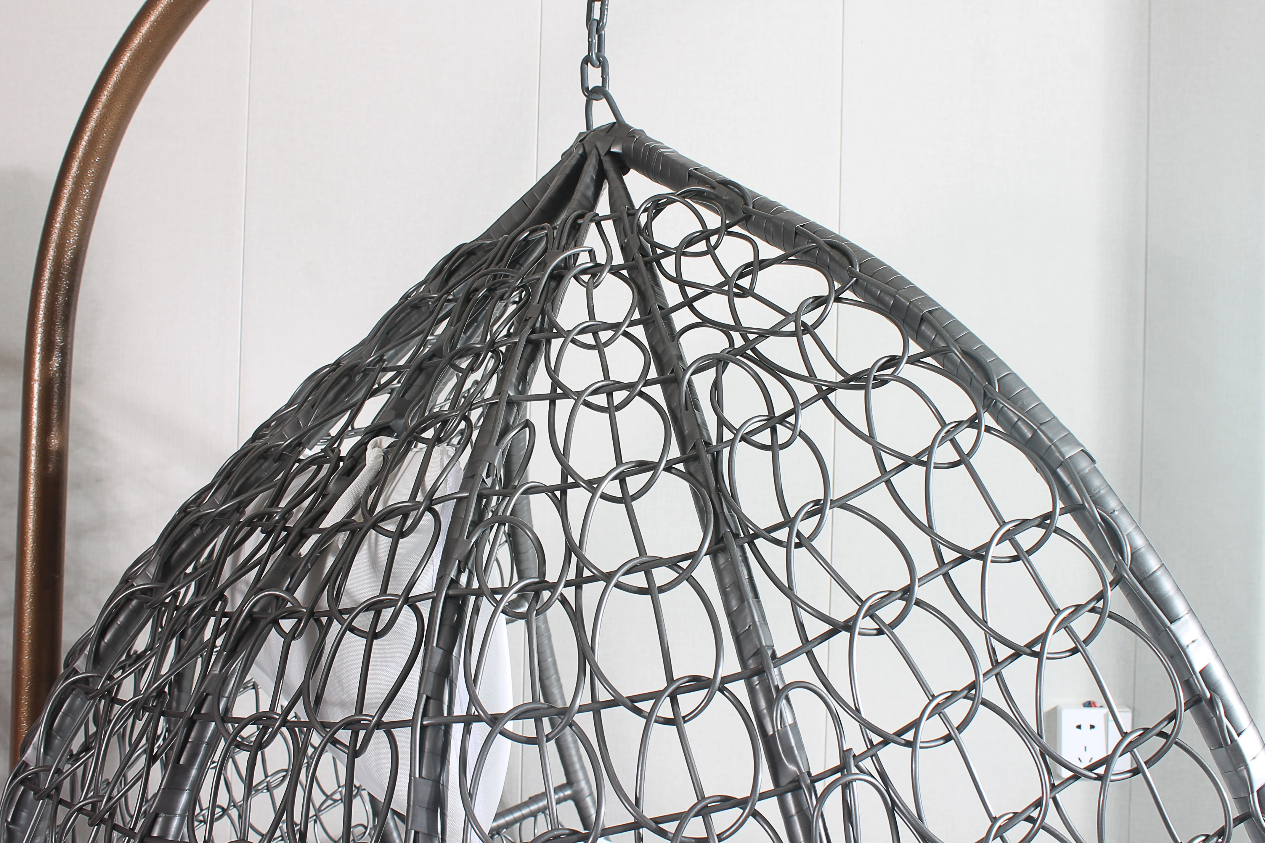 Egg Chair Hanging-  Grey Basket & Red Cushion - Image 3