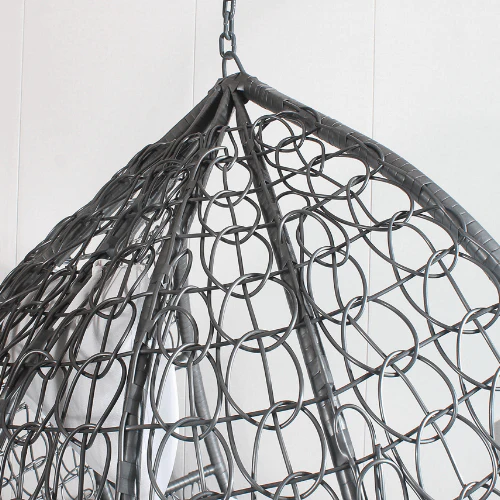 Egg Chair Hanging- Grey Basket & White Cushion - Image 3