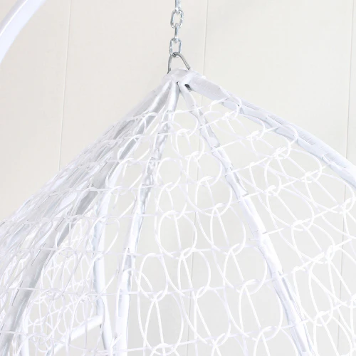 Egg Chair Single Seat - White Basket & Grey Cushion - Image 4