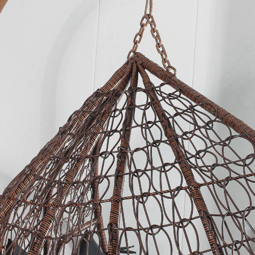 Single Egg Chair Hanging - Brown Basket & Grey Cushion - Image 4