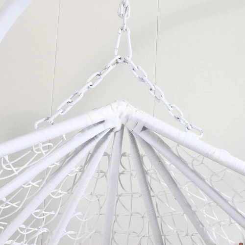 Single Egg Chair Hanging - White Basket & Red Cushion - Image 4